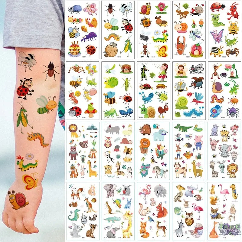 10pcs Fake Tattoo Stickers Cartoon Temporary Tattoo Kids Children Hands Arm DIY Body Art Tatuaze Dla Dzieci Tatuajes Temporales