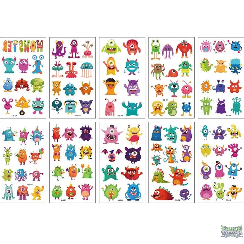 10pcs Fake Tattoo Stickers Cartoon Temporary Tattoo Kids Children Hands Arm DIY Body Art Tatuaze Dla Dzieci Tatuajes Temporales - Image 4