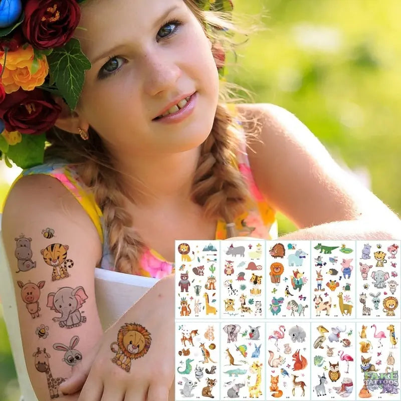 10pcs Fake Tattoo Stickers Cartoon Temporary Tattoo Kids Children Hands Arm DIY Body Art Tatuaze Dla Dzieci Tatuajes Temporales - Image 24