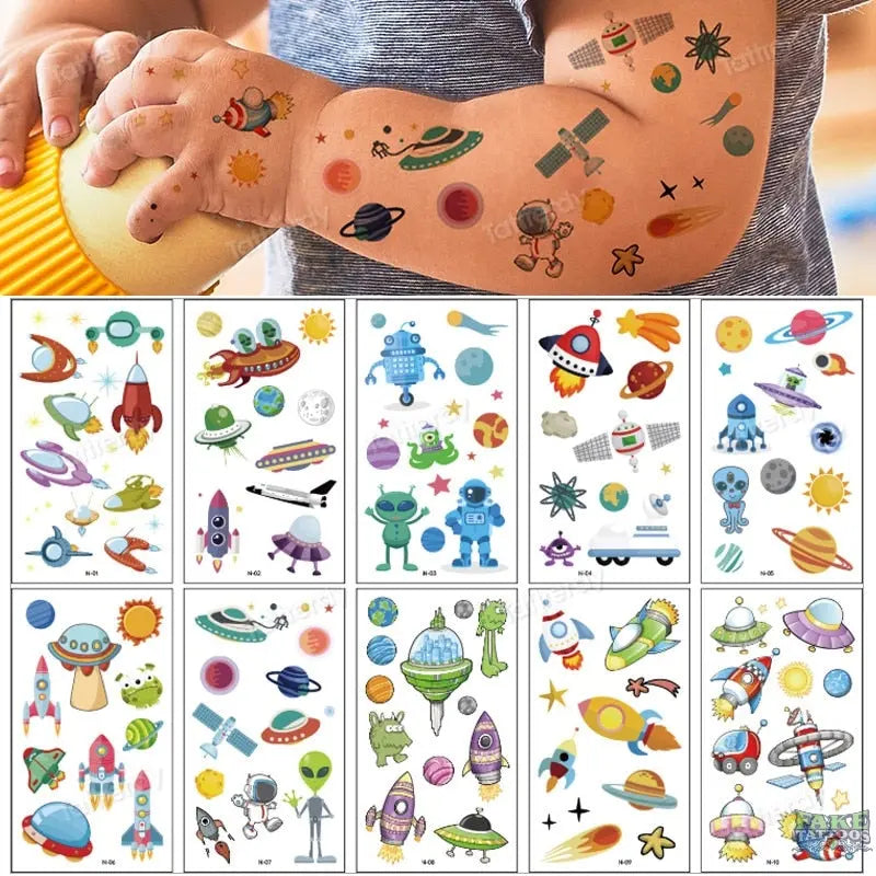 10pcs Fake Tattoo Stickers Cartoon Temporary Tattoo Kids Children Hands Arm DIY Body Art Tatuaze Dla Dzieci Tatuajes Temporales - Image 25