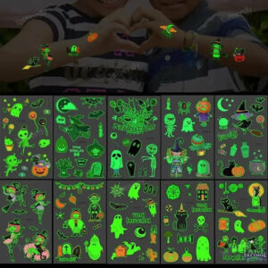 10pcs Halloween Luminous Tattoo Pumpkin Ghost Taty For Kids Fake Tattoo Witch Glowing in Dark Waterproof Temporary Tattoo Stickers