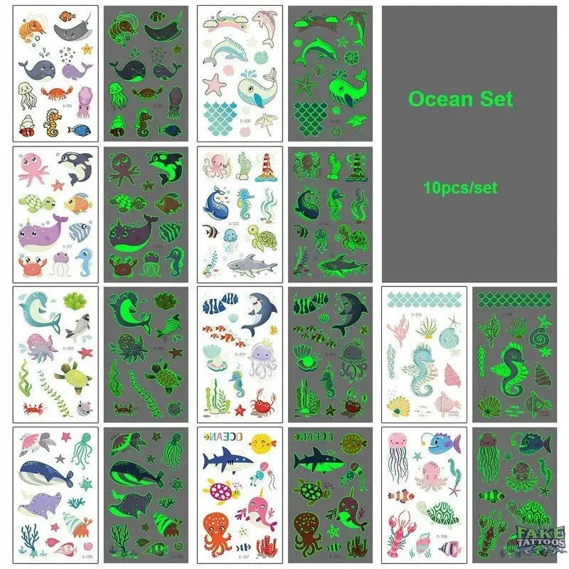 10pcs Halloween Luminous Tattoo Pumpkin Ghost Taty For Kids Fake Tattoo Witch Glowing in Dark Waterproof Temporary Tattoo Stickers - Image 2