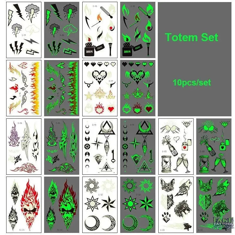 10pcs Halloween Luminous Tattoo Pumpkin Ghost Taty For Kids Fake Tattoo Witch Glowing in Dark Waterproof Temporary Tattoo Stickers - Image 8