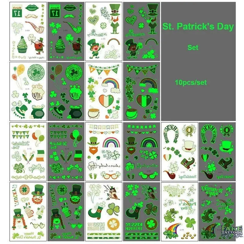 10pcs Halloween Luminous Tattoo Pumpkin Ghost Taty For Kids Fake Tattoo Witch Glowing in Dark Waterproof Temporary Tattoo Stickers - Image 10
