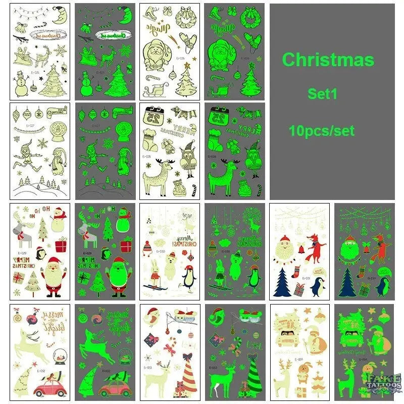 10pcs Halloween Luminous Tattoo Pumpkin Ghost Taty For Kids Fake Tattoo Witch Glowing in Dark Waterproof Temporary Tattoo Stickers - Image 14