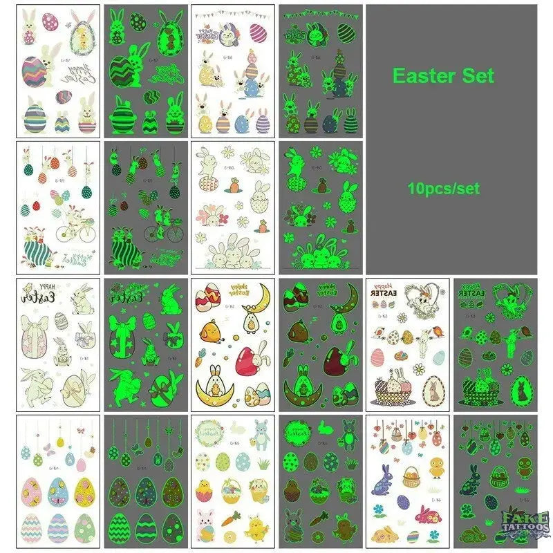 10pcs Halloween Luminous Tattoo Pumpkin Ghost Taty For Kids Fake Tattoo Witch Glowing in Dark Waterproof Temporary Tattoo Stickers - Image 21