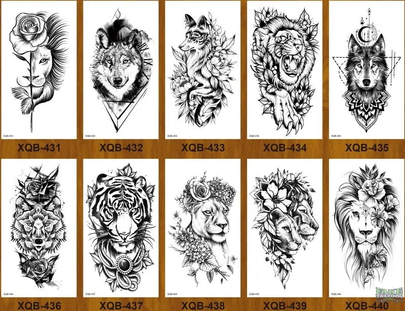 10pcs Tiger Lion Forest Design Temporary Tattoo Sticker Water Transfer Fake Tattoo - Image 5
