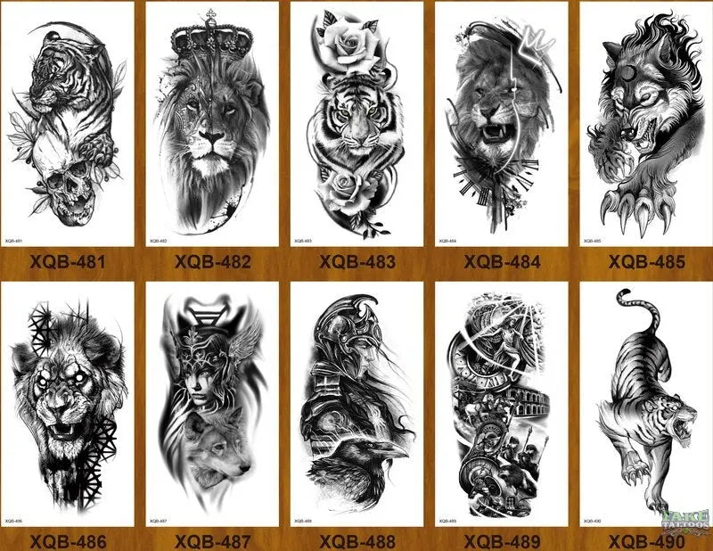 10pcs Tiger Lion Forest Design Temporary Tattoo Sticker Water Transfer Fake Tattoo - Image 20