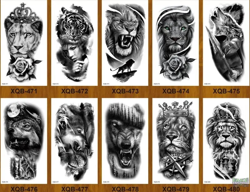 10pcs Tiger Lion Forest Design Temporary Tattoo Sticker Water Transfer Fake Tattoo - Image 26