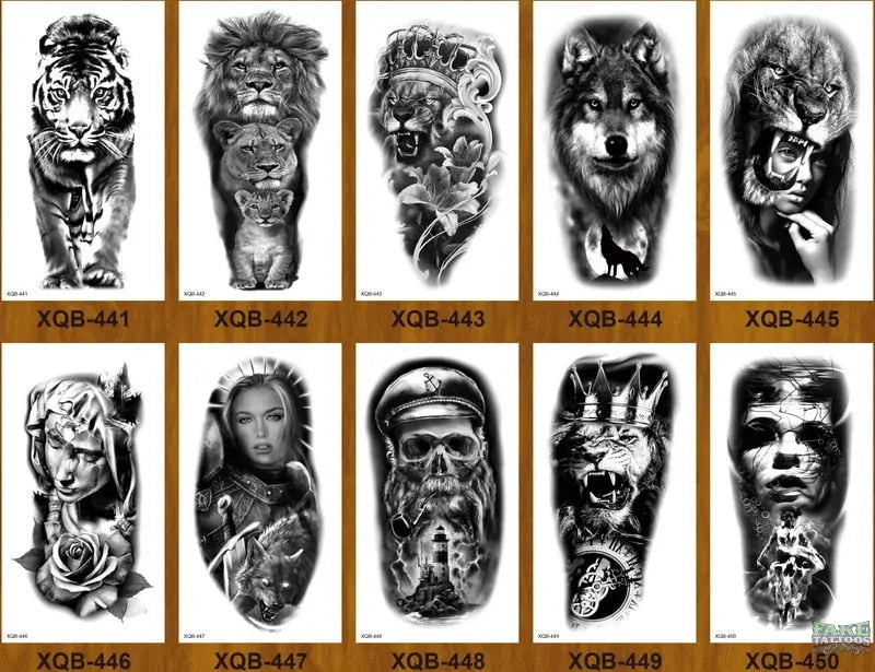 10pcs Tiger Lion Forest Design Temporary Tattoo Sticker Water Transfer Fake Tattoo - Image 30