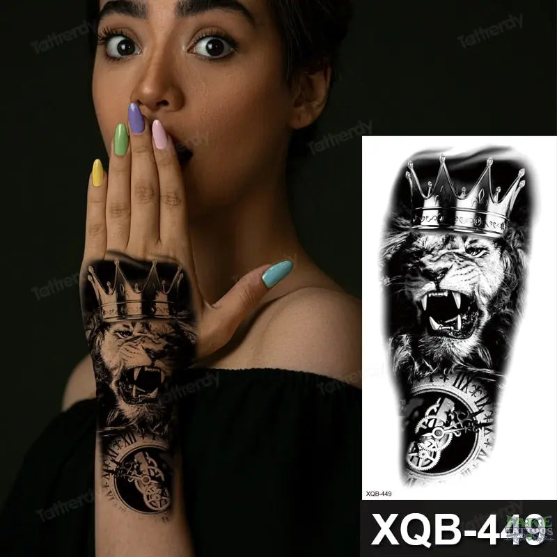 10pcs Tiger Lion Forest Design Temporary Tattoo Sticker Water Transfer Fake Tattoo - Image 42
