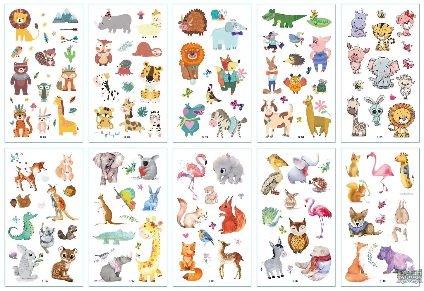 10pcs Waterproof Mixed Style Cartoon Fake Tattoo, Glow in The Dark Unicorn Mermaid Outspace Dinosaur Tattoo Sticker Decor for Boys Girls, Party Supplies Favor - Image 2