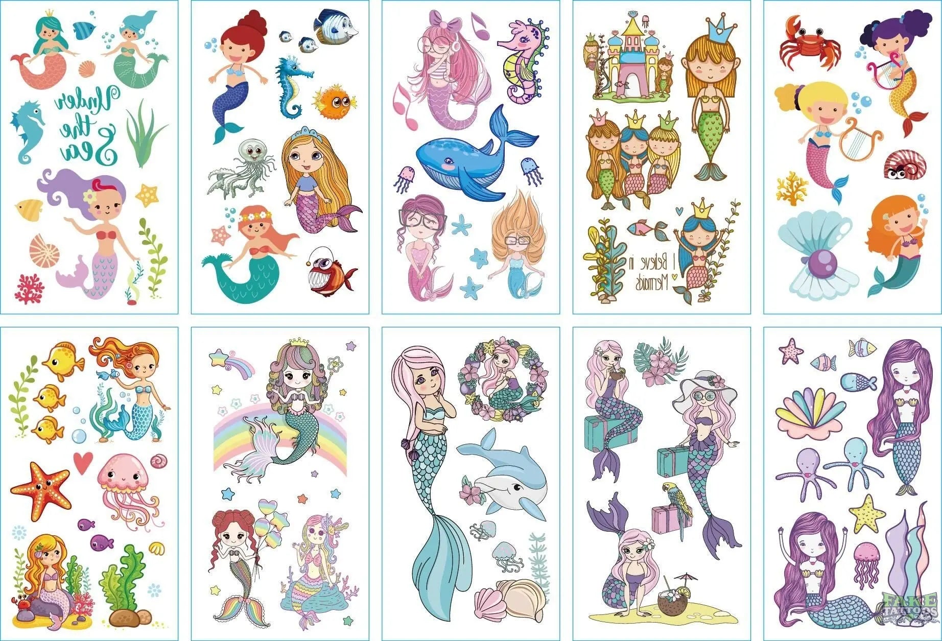 10pcs Waterproof Mixed Style Cartoon Fake Tattoo, Glow in The Dark Unicorn Mermaid Outspace Dinosaur Tattoo Sticker Decor for Boys Girls, Party Supplies Favor - Image 6