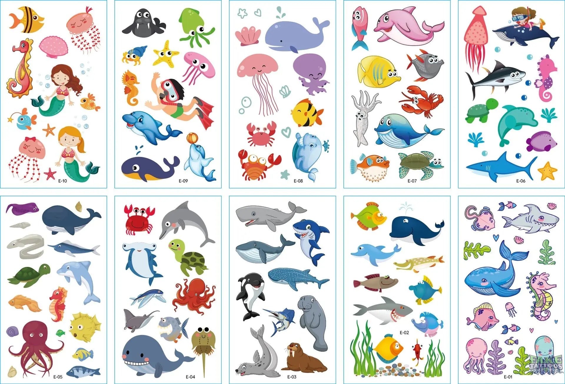 10pcs Waterproof Mixed Style Cartoon Fake Tattoo, Glow in The Dark Unicorn Mermaid Outspace Dinosaur Tattoo Sticker Decor for Boys Girls, Party Supplies Favor - Image 9