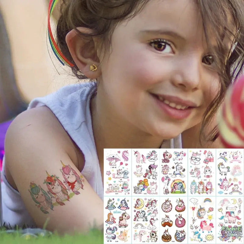 10pcs Waterproof Mixed Style Cartoon Fake Tattoo, Glow in The Dark Unicorn Mermaid Outspace Dinosaur Tattoo Sticker Decor for Boys Girls, Party Supplies Favor - Image 17