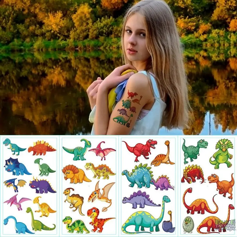 10pcs Waterproof Mixed Style Cartoon Fake Tattoo, Glow in The Dark Unicorn Mermaid Outspace Dinosaur Tattoo Sticker Decor for Boys Girls, Party Supplies Favor - Image 19