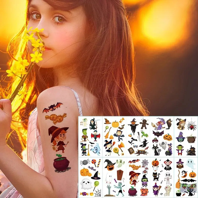10pcs Waterproof Mixed Style Cartoon Fake Tattoo, Glow in The Dark Unicorn Mermaid Outspace Dinosaur Tattoo Sticker Decor for Boys Girls, Party Supplies Favor - Image 20