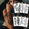 15Pcs Halloween Black Rose Temporary Tattoos