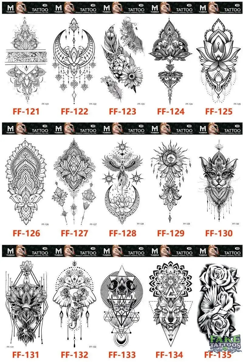 15Pcs Halloween Black Rose Temporary Tattoos - Image 2