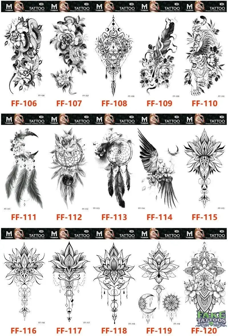 15Pcs Halloween Black Rose Temporary Tattoos - Image 3