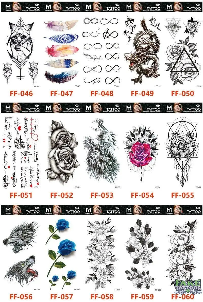 15Pcs Halloween Black Rose Temporary Tattoos - Image 19