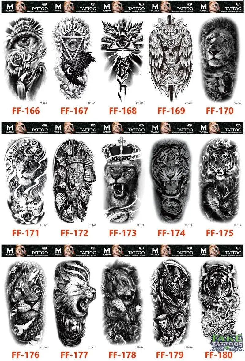 15Pcs Temporary Tattoos 3D Black Branch Rose Peony Flowers - Image 9