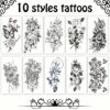 Flower Temporary Tattoos for Women 10-Pack