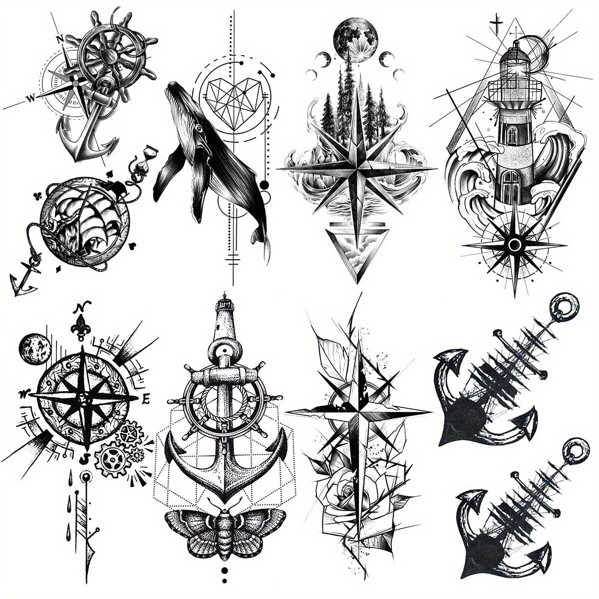 Small Waterproof Temporary Tattoo Stickers, 8 Designs