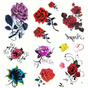 Rose Temporary Tattoos for Women, 6 Sheets