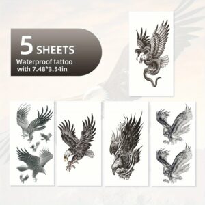 Eagle Temporary Tattoos for Men 5-Pack