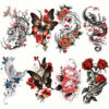 Colorful Butterfly Rose Tiger Dragon Temporary Tattoo Stickers