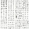 12-Sheet Temporary Tattoo Set, 100+ Black Mixed Designs