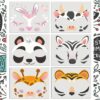 Animal Face Temporary Tattoo Sticker Set