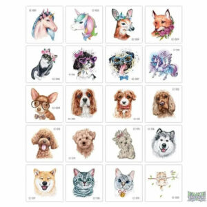 20 PCS/Set Cartoon Tattoos Children Party Makeup Flower Cat Dog Unicorn Butterfly Temporary Body Art Disposable Stickers