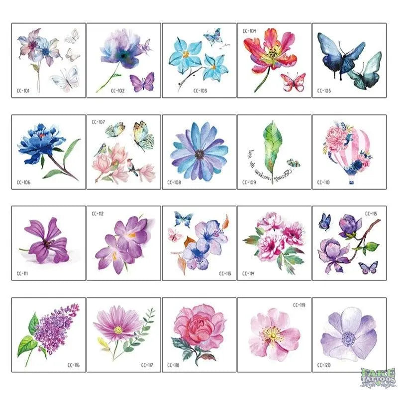 20 PCS/Set Cartoon Tattoos Children Party Makeup Flower Cat Dog Unicorn Butterfly Temporary Body Art Disposable Stickers - Image 2