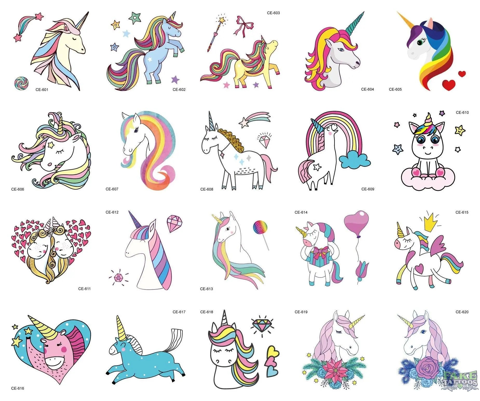 20 PCS/Set Cartoon Tattoos Children Party Makeup Flower Cat Dog Unicorn Butterfly Temporary Body Art Disposable Stickers - Image 6