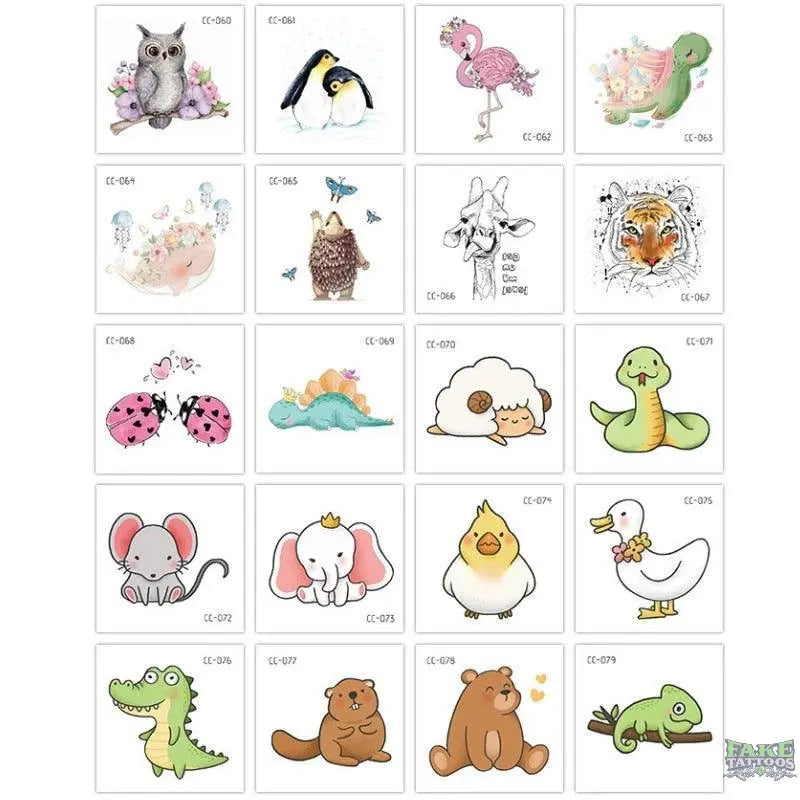 20 PCS/Set Cartoon Tattoos Children Party Makeup Flower Cat Dog Unicorn Butterfly Temporary Body Art Disposable Stickers - Image 7
