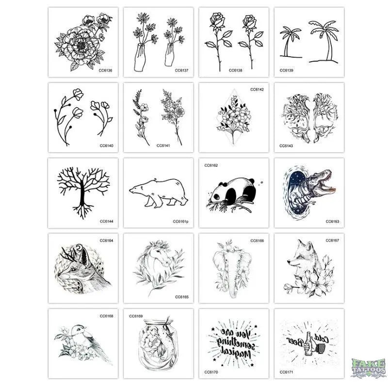 20 PCS/Set Cartoon Tattoos Children Party Makeup Flower Cat Dog Unicorn Butterfly Temporary Body Art Disposable Stickers - Image 8