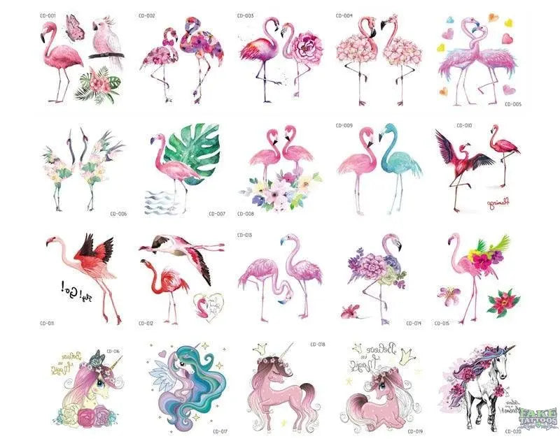 20 PCS/Set Cartoon Tattoos Children Party Makeup Flower Cat Dog Unicorn Butterfly Temporary Body Art Disposable Stickers - Image 11