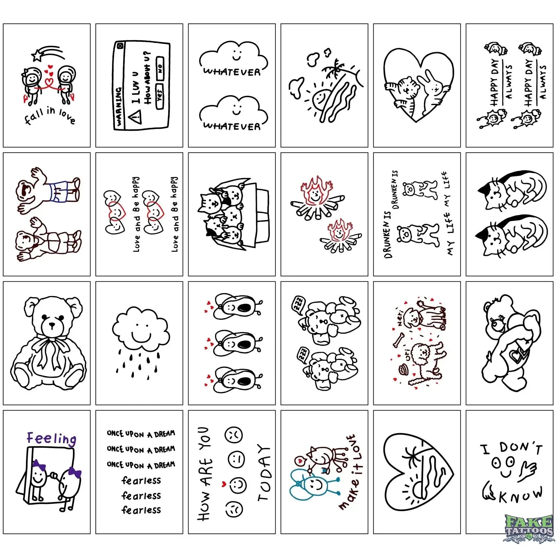 24 small fresh tattoo stickers lasting Korea Harajuku tattoo flowers cartoon star sexy tattoo stickers temporary tattoo stickers