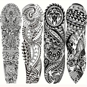 4-Pack Tribal Totem Temporary Tattoo Sleeves - Full Arm