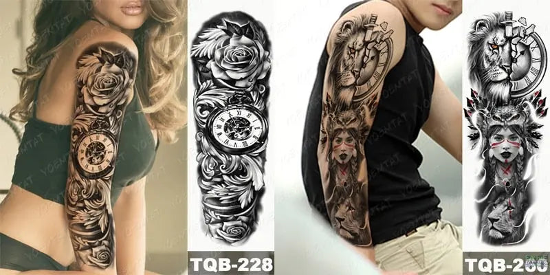 6pcs Color Tiger Wolf Large Arm Sleeve Tattoo Prajna Dragon Waterproof Temporary Tattoo Sticker Body Art Fake Tatoo Men Women - Image 3