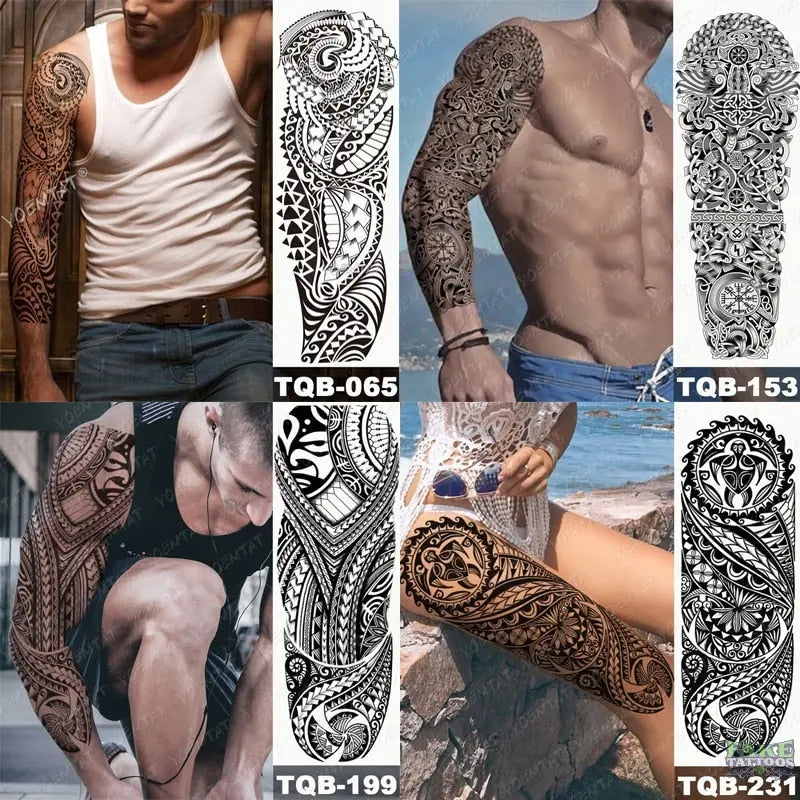 6pcs Color Tiger Wolf Large Arm Sleeve Tattoo Prajna Dragon Waterproof Temporary Tattoo Sticker Body Art Fake Tatoo Men Women - Image 5