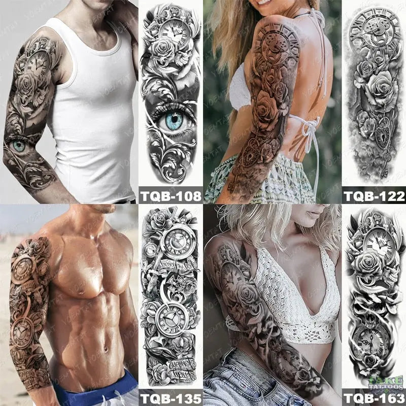 6pcs Color Tiger Wolf Large Arm Sleeve Tattoo Prajna Dragon Waterproof Temporary Tattoo Sticker Body Art Fake Tatoo Men Women - Image 9