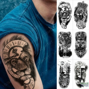 6pcs Dragon Waterproof Temporary Tattoo Sticker Tattoos Snake Flower Realistic Body Art Arm Animal Totems Fake Tatoo Men Women