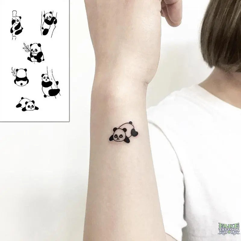 Cartoon Cute Emotion Chinese Panda Temporary Tattoo Sticker Body Art Water Transfer Fake Tattoos