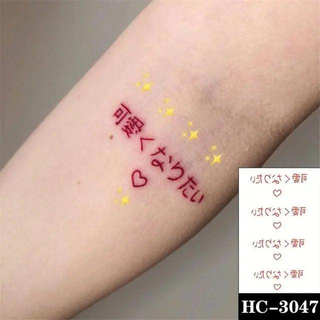 Everjoy Red Black Love Hearts Temporary Tattoos Patterns, Waterproof Valentines Decal Tattoo Stickers for Women - Image 11