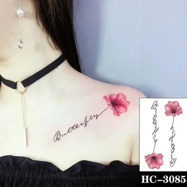 Everjoy Red Black Love Hearts Temporary Tattoos Patterns, Waterproof Valentines Decal Tattoo Stickers for Women - Image 13