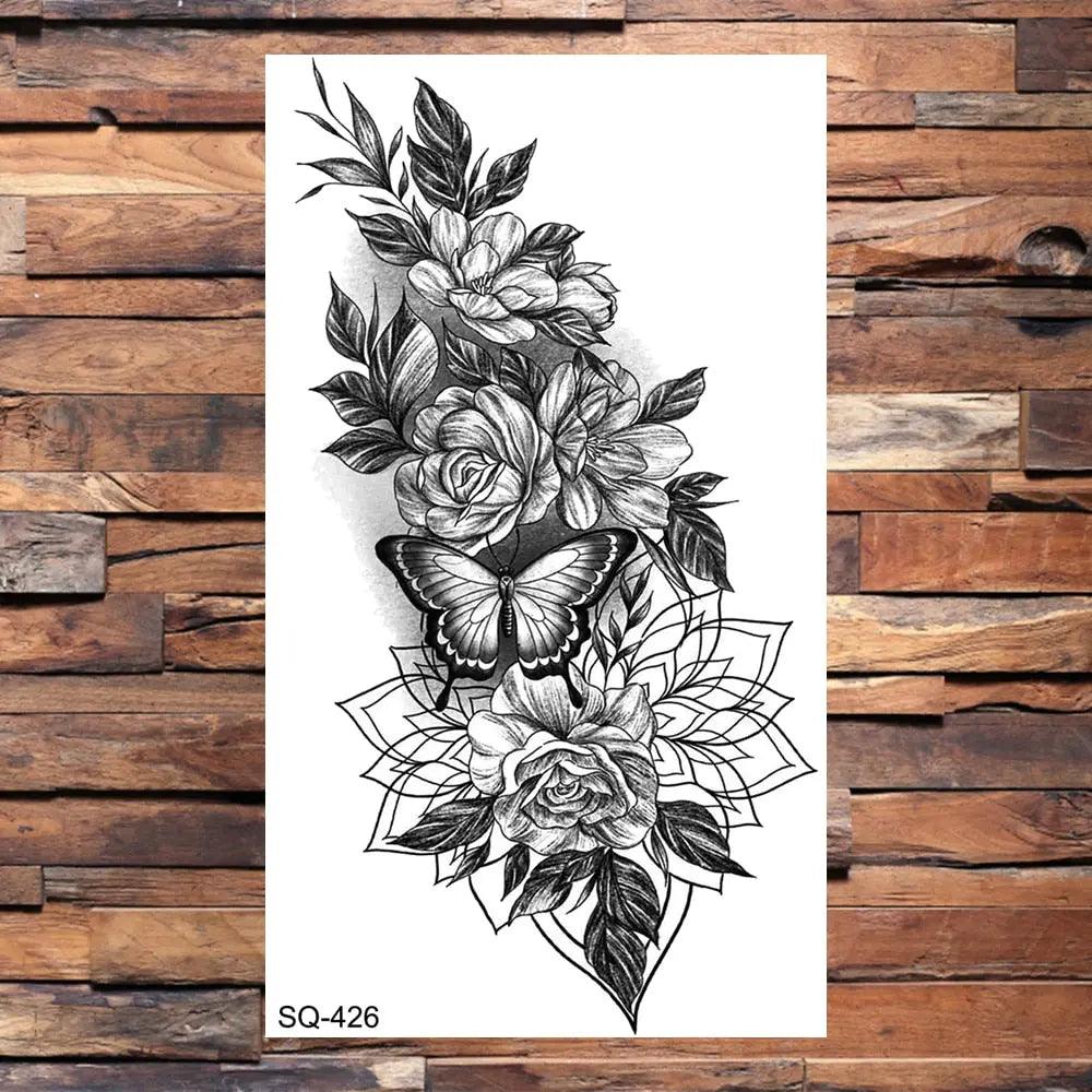 Butterfly Flowers Temporary Tattoo