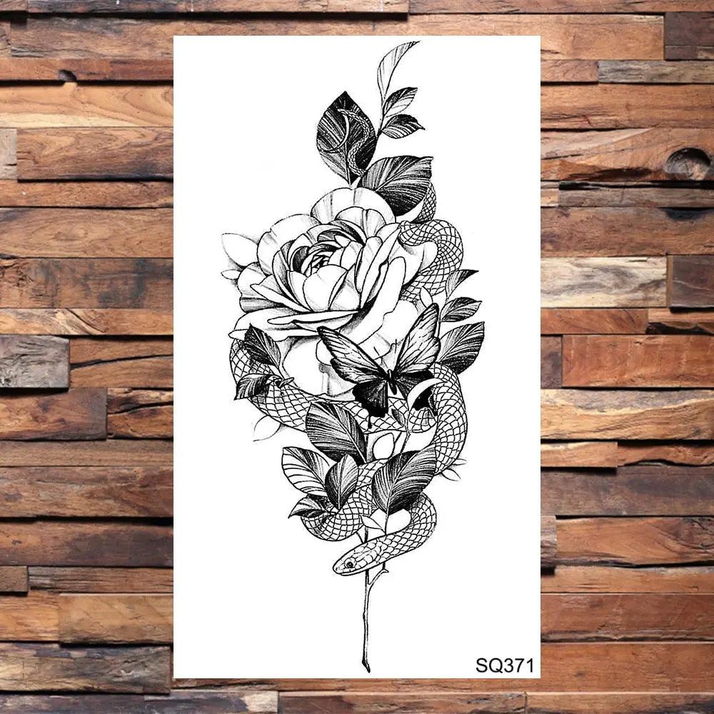Flower Snake Temporary Tattoo